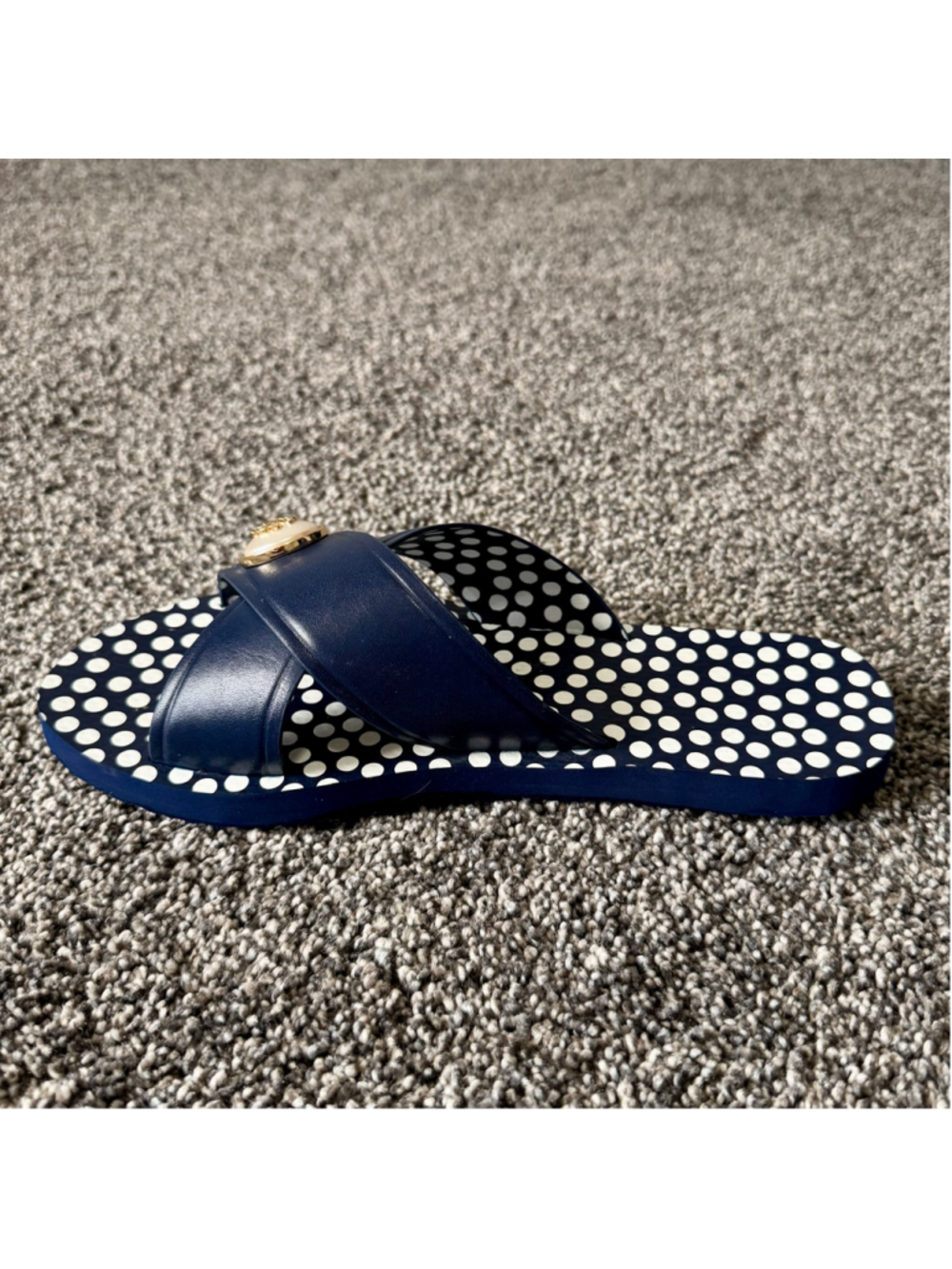 Women's Tory Burch Melody Criss Cross Sandals Navy Sea/New Ivory Size 9 - Picture 9 of 15